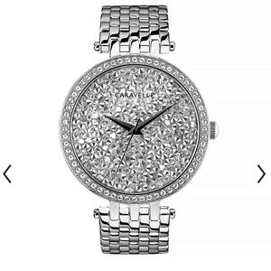 NIB Caravelle by Bulova silver toned crystal watch